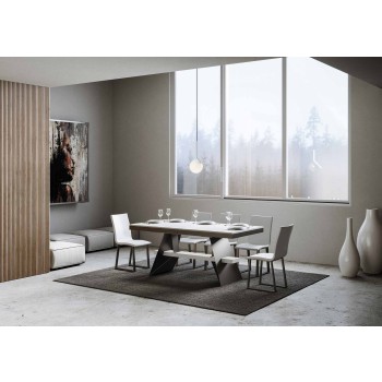 Baita Evolution Tisch – Ausziehtisch 90 x 160/264 cm, Gestell: Weiß-Esche/Anthrazit