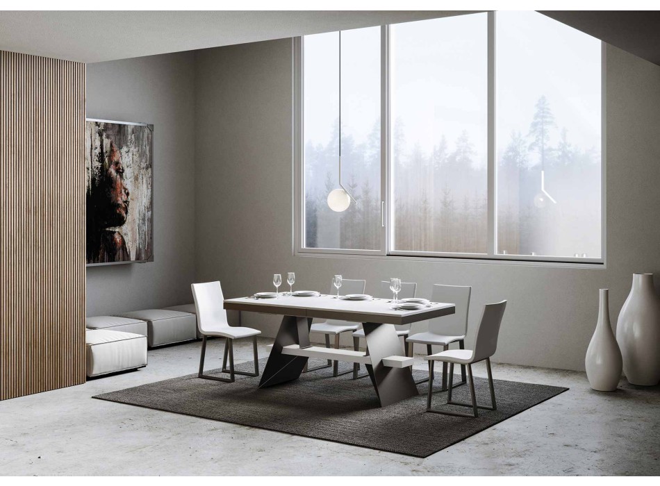 Baita Evolution Tisch – Ausziehtisch 90 x 160/264 cm, Gestell: Weiß-Esche/Anthrazit