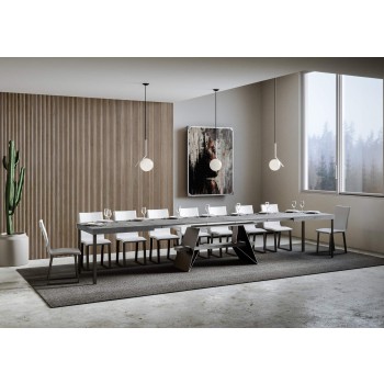 Baita Tisch – Ausziehtisch 90 x 160/420 cm, Gestell aus weißer Esche und Anthrazit