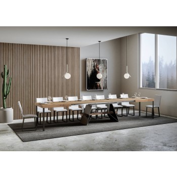 Baita Tisch – Ausziehtisch 90 x 160/420 cm, Gestell aus weißer Esche und Anthrazit