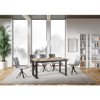 Bandos Tisch – Ausziehtisch 90 x 160/220 cm, Gestell: Bandos Weiß-Esche Anthrazit