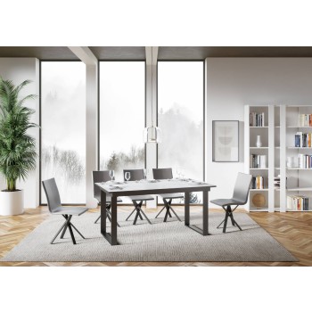 Bandos Tisch – Ausziehtisch 90 x 160/220 cm, Gestell: Bandos Weiß-Esche Anthrazit
