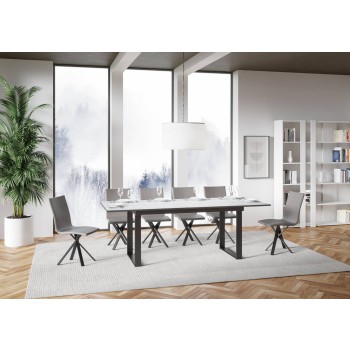 Bandos Tisch – Ausziehtisch 90 x 160/220 cm, Gestell: Bandos Weiß-Esche Anthrazit