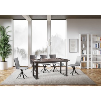 Bandos Tisch – Ausziehtisch 90 x 160/220 cm, Gestell: Bandos Weiß-Esche Anthrazit