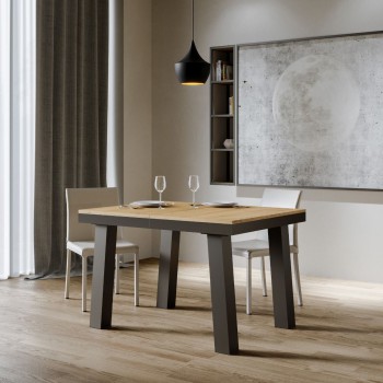 Bridge Evolution Tisch – Ausziehtisch 90 x 120/224 cm, Bridge Evolution Weiße Esche mit anthrazitfarbenem Gestell
