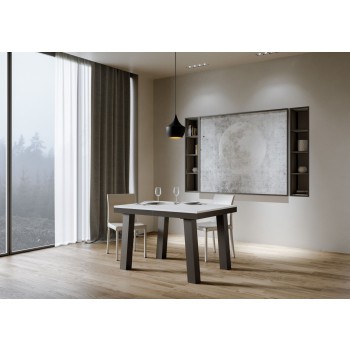 Bridge Evolution Tisch – Ausziehtisch 90 x 120/380 cm, Bridge Evolution Gestell in Weiß-Esche/Anthrazit