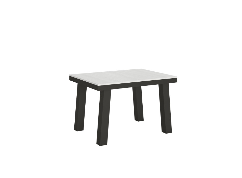 Bridge Evolution Tisch – Ausziehtisch 90 x 120/380 cm, Bridge Evolution Gestell in Weiß-Esche/Anthrazit