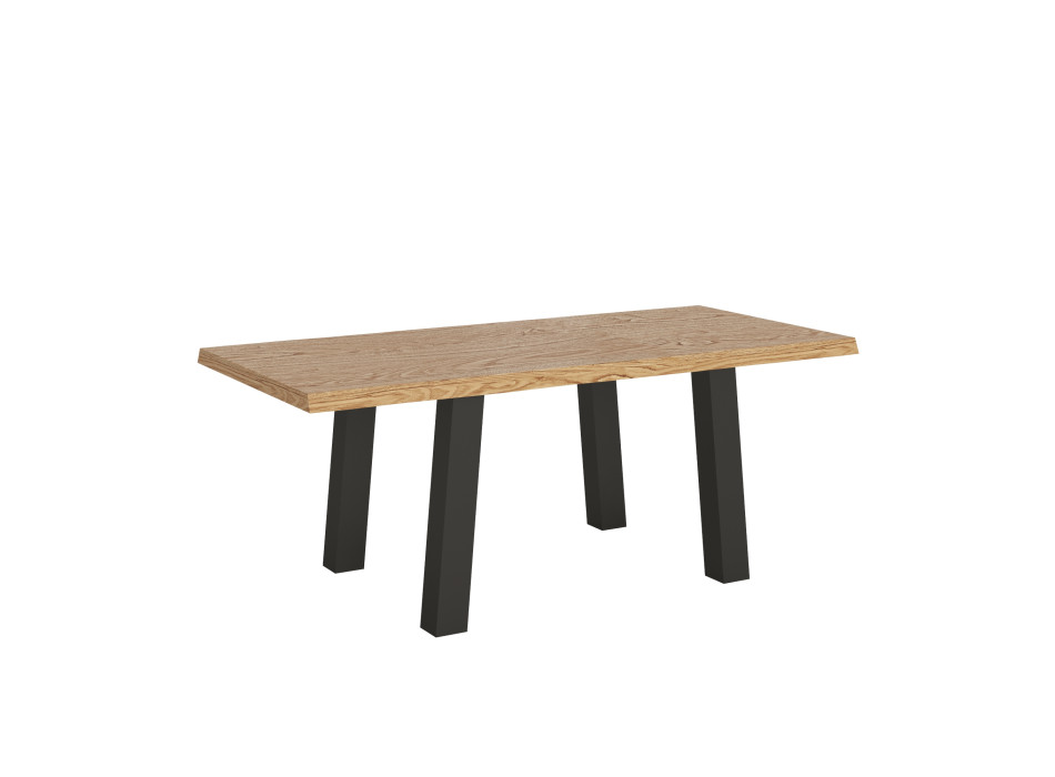 Bridge Table = Massivholz mit Svalenrinde - Fester Tisch 90x180 cm Eiche mit Svalenrinde und anthrazitfarbenen Beinen