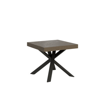 Schreibtisch mit anthrazitfarbenen Beinen, D.90 – Ausziehbarer Tisch 90x90/194 cm, Tischplatte aus Esche, anthrazitfarbene Beine