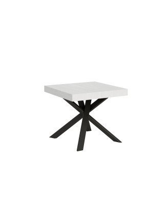 Schreibtisch mit anthrazitfarbenen Beinen, D.90 – Ausziehbarer Tisch 90x90/194 cm, Tischplatte aus Esche, anthrazitfarbene Beine