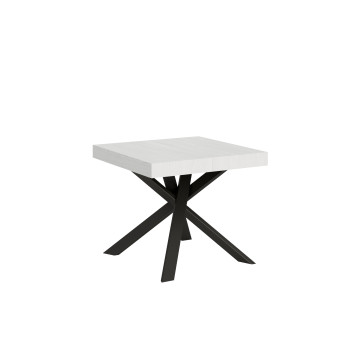 Schreibtisch mit anthrazitfarbenen Beinen, D.90 – Ausziehbarer Tisch 90x90/194 cm, Tischplatte aus Esche, anthrazitfarbene Beine