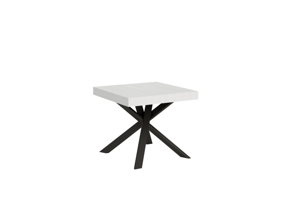 Schreibtisch mit anthrazitfarbenen Beinen, D.90 – Ausziehbarer Tisch 90x90/194 cm, Tischplatte aus Esche, anthrazitfarbene Beine
