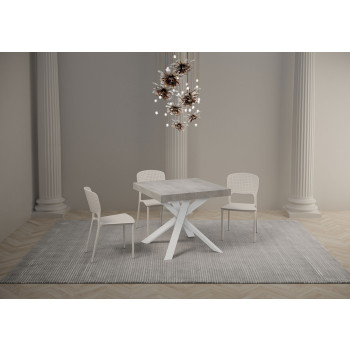 Schreibtisch mit weißen Beinen D.90 - Ausziehbarer Schreibtisch 90x90/194 cm mit weißer Eschenplatte - weiße Beine