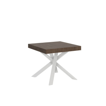 Schreibtisch mit weißen Beinen D.90 - Ausziehbarer Schreibtisch 90x90/194 cm mit weißer Eschenplatte - weiße Beine