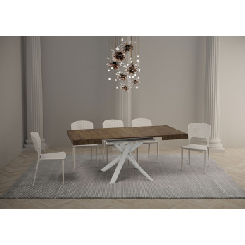 Schreibtisch mit weißen Beinen D.90 - Ausziehbarer Schreibtisch 90x90/194 cm mit weißer Eschenplatte - weiße Beine