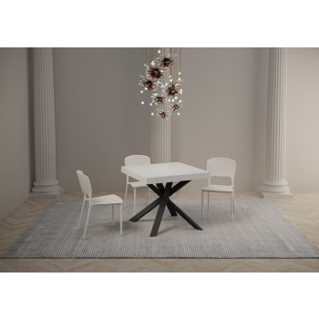 Clerk Premium Tisch mit anthrazitfarbenen Beinen, D.90 – Ausziehtisch 90 x 90/194 cm, Tischplatte Clerk Premium Weiße Esche – anthrazitfarbene Beine
