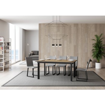 Cumar Tisch – Ausziehtisch 90 x 160/220 cm, Gestell: Cumar Weiß-Esche Anthrazit