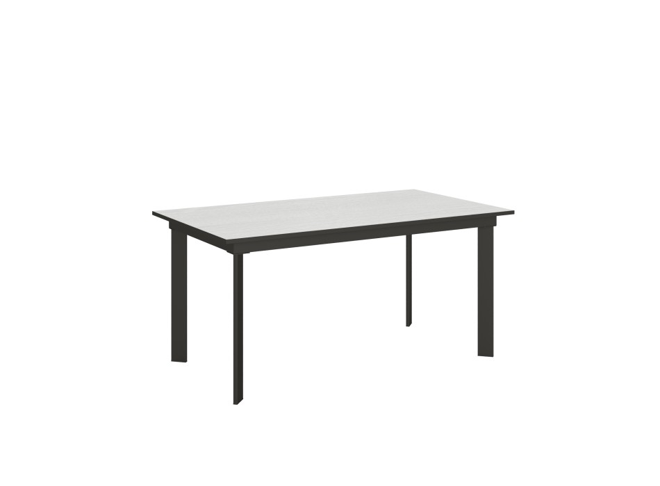 Cumar Tisch – Ausziehtisch 90 x 160/220 cm, Gestell: Cumar Weiß-Esche Anthrazit