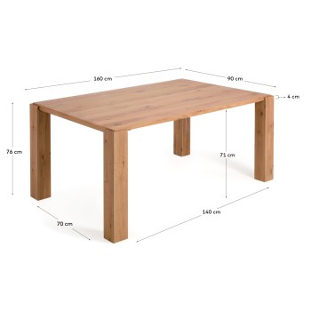 Deyanira-Tisch mit Eichenfurnier und Beinen aus massiver Eiche, 160 x 90 cm