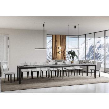 Everyday Evolution Tisch mit anthrazitfarbenen Beinen und Gestell D.90 - Ausziehbarer Tisch 90x160/420 cm Everyday Evolution Weiße Esche mit anthrazitfarbenen Beinen und Gestell