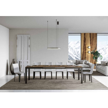 Ausziehtisch Everyday Evolution, anthrazitfarbene Beine und Gestell, D.90 - Ausziehtisch 90x160/420 cm, Everyday Evolution Weiße Esche mit anthrazitfarbenen Beinen und Gestell