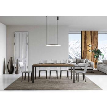 Ausziehtisch Everyday Evolution, anthrazitfarbene Beine und Gestell, D.90 - Ausziehtisch 90x160/420 cm, Everyday Evolution Weiße Esche mit anthrazitfarbenen Beinen und Gestell