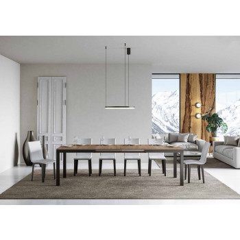 Everyday Evolution Tisch mit anthrazitfarbenen Beinen und Gestell D.90 - Ausziehbarer Tisch 90x160/420 cm Everyday Evolution Weiße Esche mit anthrazitfarbenen Beinen und Gestell