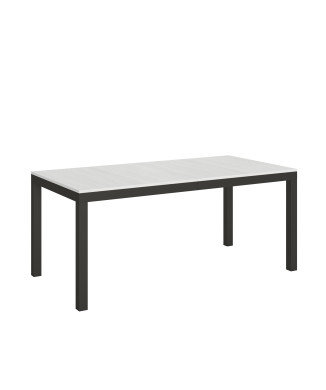 Everyday Evolution Tisch mit anthrazitfarbenen Beinen und Gestell D.90 - Ausziehbarer Tisch 90x180/440 cm Everyday Evolution Weiße Esche mit anthrazitfarbenen Beinen und Gestell