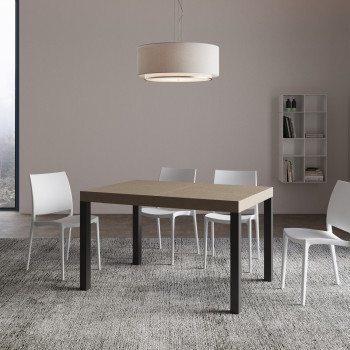 Ausziehtisch Everyday, weiß Esche, mit anthrazitfarbenen Beinen, D.80 - Ausziehtisch 80x140/224 cm, Everyday, weiß Esche, mit anthrazitfarbenen Beinen