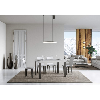 Ausziehtisch Everyday mit anthrazitfarbenen Beinen, Durchmesser 80 x 140/224 cm, Modell Everyday, Weiß-Esche, mit anthrazitfarbenen Beinen