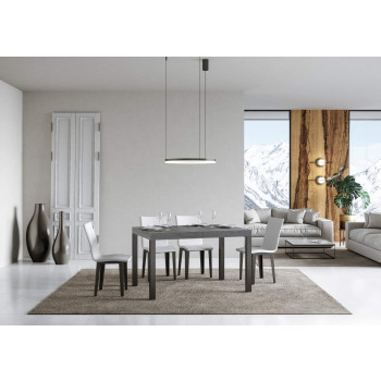 Ausziehtisch Everyday mit anthrazitfarbenen Beinen, Durchmesser 80 x 140/224 cm, Modell Everyday, Weiß-Esche, mit anthrazitfarbenen Beinen