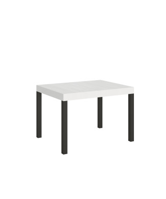 Alltagstisch mit anthrazitfarbenen Beinen, D.90 - Ausziehbarer Tisch 70x110/194 cm, Alltagsmodell, Esche Weiß, mit anthrazitfarbenen Beinen