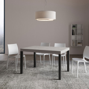 Ausziehtisch Everyday, weiß Esche, mit anthrazitfarbenen Beinen, Durchmesser 90 x 140/244 cm