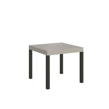 Ausziehtisch Everyday mit anthrazitfarbenen Beinen, Durchmesser 90 x 90/246 cm – Everyday Weiß-Esche mit anthrazitfarbenen Beinen