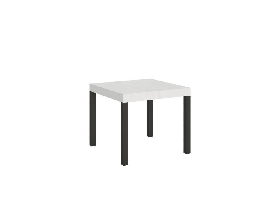 Ausziehtisch Everyday mit anthrazitfarbenen Beinen, Durchmesser 90 x 90/246 cm – Everyday Weiß-Esche mit anthrazitfarbenen Beinen