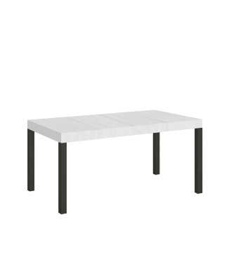 Everyday Premium Tisch mit anthrazitfarbenen Beinen, Durchmesser 90 cm – Ausziehtisch 90 x 130/234 cm, Everyday Premium Weiß-Esche mit anthrazitfarbenen Beinen
