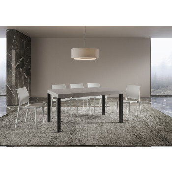 Everyday Premium Tisch mit anthrazitfarbenen Beinen, Durchmesser 90 x 160/264 cm – Ausziehtisch Everyday Premium, Esche Weiß, mit anthrazitfarbenen Beinen