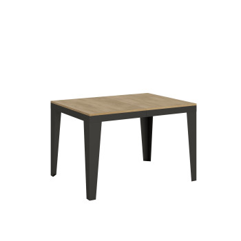 Flame Evolution Tisch mit anthrazitfarbenen Beinen und Gestell, D.90 - Ausziehbarer Tisch 120/380x90 cm, Flame Evolution Esche Weiß mit anthrazitfarbenem Gestell und Beinen