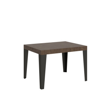 Flame-Tisch mit anthrazitfarbenen Beinen, D.80 – Ausziehbarer Tisch 120/204 x 80 cm, Flame-Weißesche mit anthrazitfarbenen Beinen