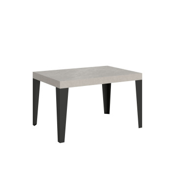 Flame-Tisch mit anthrazitfarbenen Beinen, D.80 – Ausziehbarer Tisch 120/204 x 80 cm, Flame-Weißesche mit anthrazitfarbenen Beinen