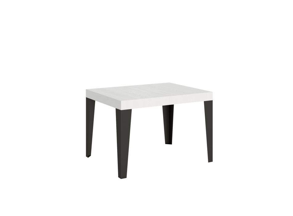 Flame-Tisch mit anthrazitfarbenen Beinen, D.80 – Ausziehbarer Tisch 120/204 x 80 cm, Flame-Weißesche mit anthrazitfarbenen Beinen