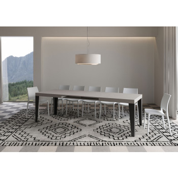 Flame-Tisch mit anthrazitfarbenen Beinen, D.90 - Ausziehbarer Tisch 160/264x90 cm, Flame-Weißesche mit anthrazitfarbenen Beinen
