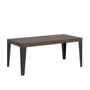 Flame Premium Tisch mit anthrazitfarbenen Beinen, D.90 - Ausziehbarer Tisch 90/246x90 cm, Flame Premium, Esche weiß, mit anthrazitfarbenen Beinen