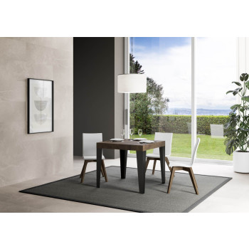 Flame Premium Tisch mit anthrazitfarbenen Beinen, D.90 - Ausziehbarer Tisch 90/246x90 cm, Flame Premium, Esche weiß, mit anthrazitfarbenen Beinen