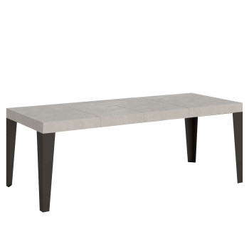Flame Premium Tisch mit anthrazitfarbenen Beinen, D.90 - Ausziehbarer Tisch 90/246x90 cm, Flame Premium, Esche weiß, mit anthrazitfarbenen Beinen