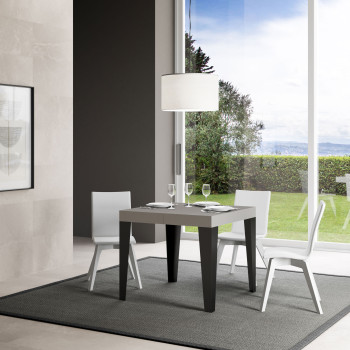 Flame Premium Tisch mit anthrazitfarbenen Beinen, D.90 - Ausziehbarer Tisch 90/246x90 cm, Flame Premium, Esche weiß, mit anthrazitfarbenen Beinen