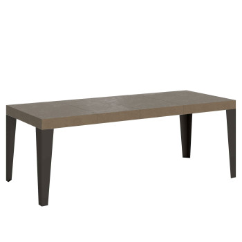 Flame Premium Tisch mit anthrazitfarbenen Beinen, D.90 - Ausziehbarer Tisch 90/246x90 cm, Flame Premium, Esche weiß, mit anthrazitfarbenen Beinen