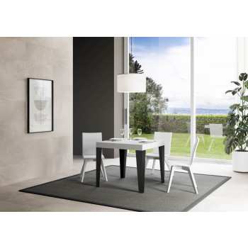 Flame Premium Tisch mit anthrazitfarbenen Beinen, D.90 - Ausziehbarer Tisch 90/246x90 cm, Flame Premium, Esche weiß, mit anthrazitfarbenen Beinen