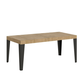 Flame Premium Tisch mit anthrazitfarbenen Beinen, D.90 - Ausziehbarer Tisch 90/246x90 cm, Flame Premium, Esche weiß, mit anthrazitfarbenen Beinen