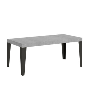 Flame Premium Tisch mit anthrazitfarbenen Beinen, D.90 - Ausziehbarer Tisch 90/246x90 cm, Flame Premium, Esche weiß, mit anthrazitfarbenen Beinen